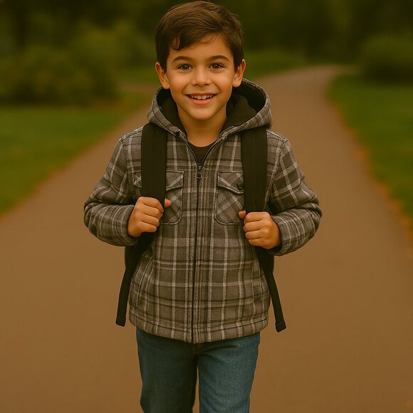 Billabong Jacket boys Size S Grey Plaid Hooded - Picture 1 of 7
